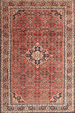 Machine Washable Traditional Saffron Red Rug, wshtr1218