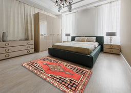 Traditional Tangerine Pink Persian Rug in a Bedroom, tr1220