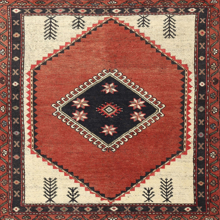 Round Machine Washable Traditional Tomato Red Rug, wshtr1221