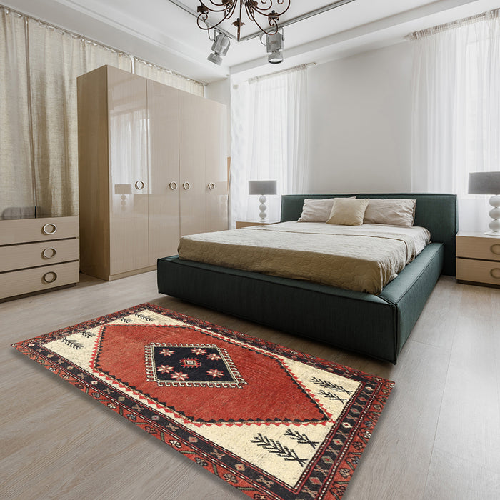 Traditional Red Persian Rug in a Bedroom, tr1221
