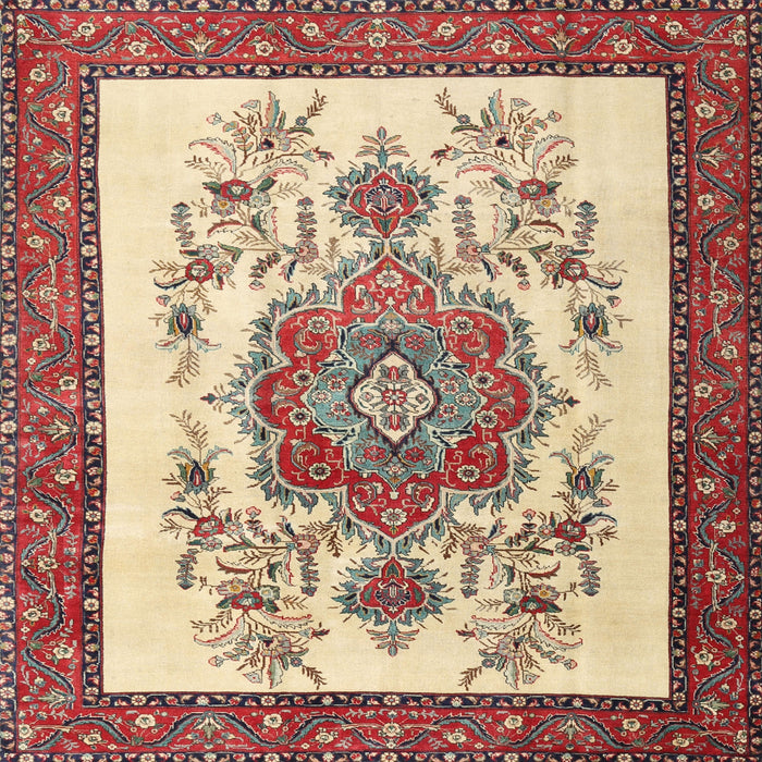 Square Traditional Brown Gold Persian Rug, tr1222