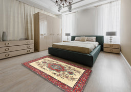 Traditional Brown Gold Persian Rug in a Bedroom, tr1222