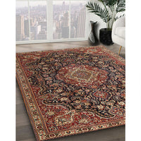 Traditional Orange Brown Medallion Rug, tr1223