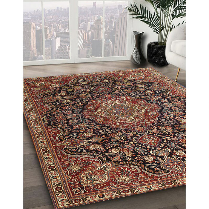 Machine Washable Traditional Orange Brown Rug in a Family Room, wshtr1223