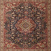 Square Traditional Orange Brown Medallion Rug, tr1223