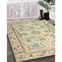 Traditional Brown Gold Medallion Rug, tr1224