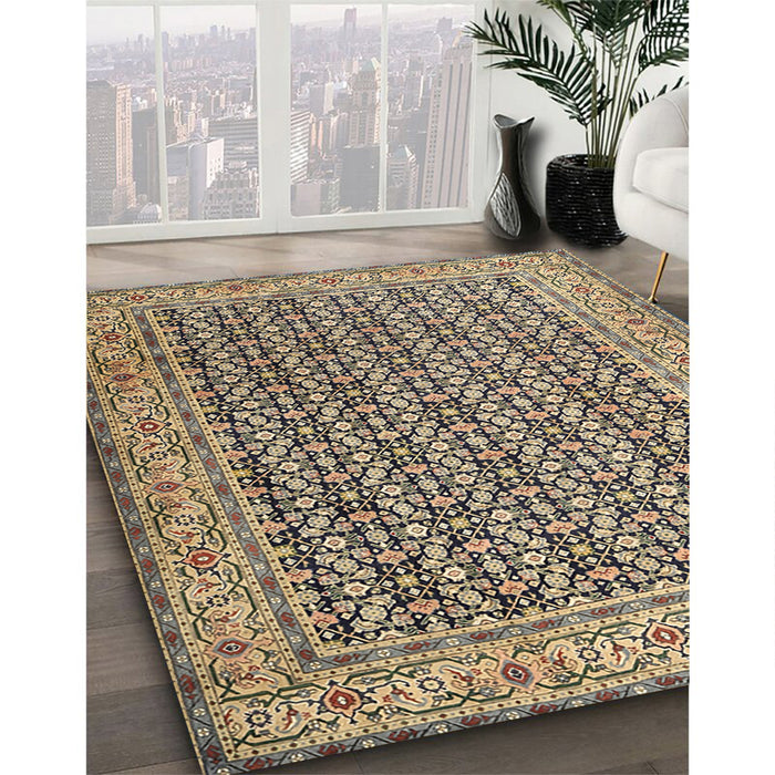 Traditional Coffee Brown Persian Rug in Family Room, tr1225