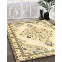 Traditional Sun Yellow Medallion Rug, tr1227