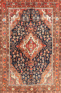 Machine Washable Traditional Saffron Red Rug, wshtr1229