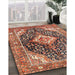 Traditional Saffron Red Medallion Rug in Family Room, tr1229