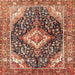 Square Traditional Saffron Red Medallion Rug, tr1229