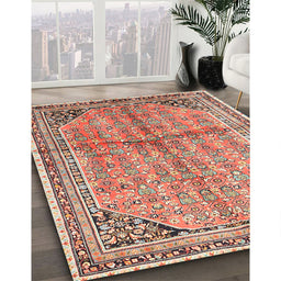 Traditional Fire Brick Red Persian Rug in Family Room, tr1230
