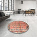 Round Machine Washable Traditional Fire Brick Red Rug in a Office, wshtr1230