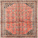 Round Machine Washable Traditional Fire Brick Red Rug, wshtr1230