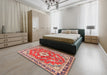 Traditional Light French Beige Brown Medallion Rug in a Bedroom, tr1231