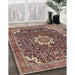 Traditional Camel Brown Medallion Rug in Family Room, tr1232