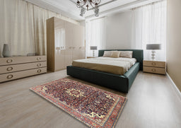 Traditional Camel Brown Medallion Rug in a Bedroom, tr1232