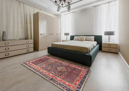 Traditional Brown Red Persian Rug in a Bedroom, tr1233