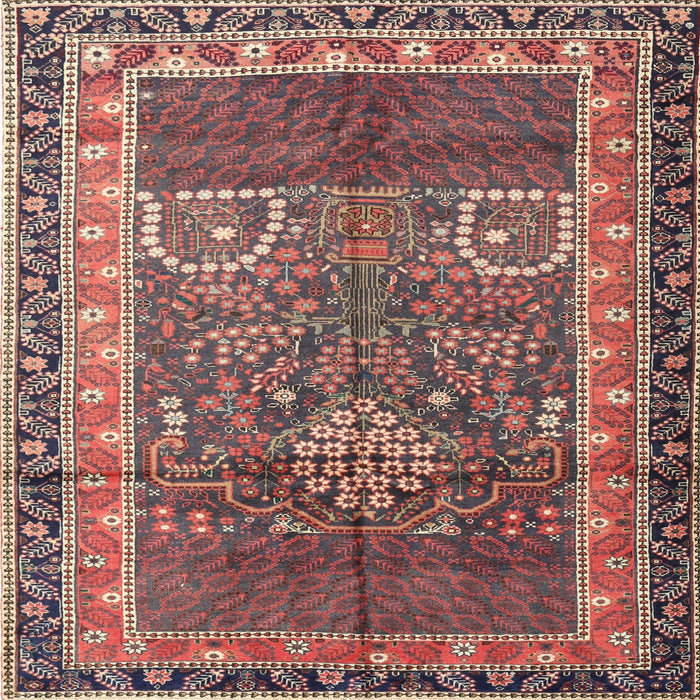 Square Traditional Brown Red Persian Rug, tr1233