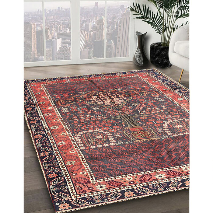 Machine Washable Traditional Brown Red Rug in a Family Room, wshtr1233
