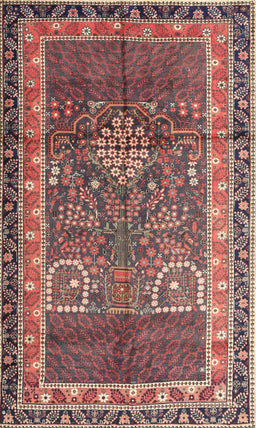 Machine Washable Traditional Brown Red Rug, wshtr1233