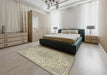 Traditional Khaki Gold Persian Rug in a Bedroom, tr1235