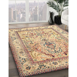Traditional Brown Gold Persian Rug in Family Room, tr1237
