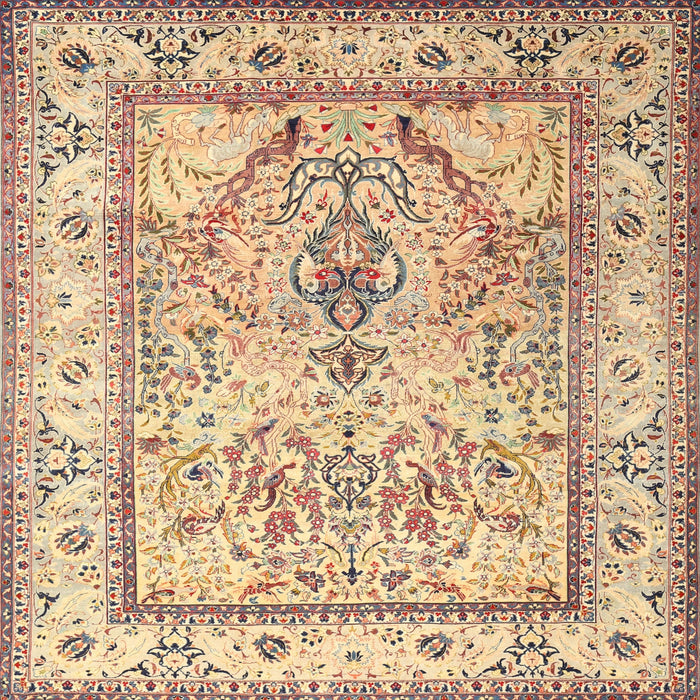 Square Traditional Brown Gold Persian Rug, tr1237