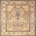 Square Traditional Brown Gold Persian Rug, tr1237