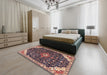 Traditional Light Copper Gold Medallion Rug in a Bedroom, tr1238