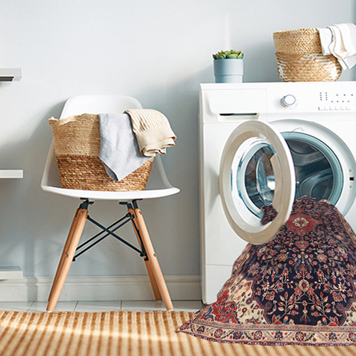 Machine Washable Traditional Light Copper Gold Rug in a Washing Machine, wshtr1238