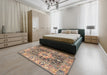 Traditional Reddish Brown Animal Rug in a Bedroom, tr1241