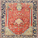 Square Traditional Brown Medallion Rug, tr1242