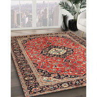 Traditional Saffron Red Medallion Rug, tr1243