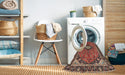 Machine Washable Traditional Saffron Red Rug in a Washing Machine, wshtr1243