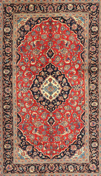 Machine Washable Traditional Saffron Red Rug, wshtr1243