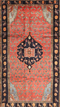 Machine Washable Traditional Brown Red Rug, wshtr1244