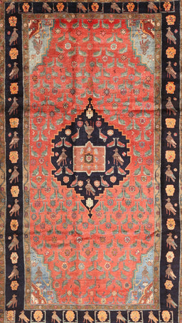 Machine Washable Traditional Brown Red Rug, wshtr1244