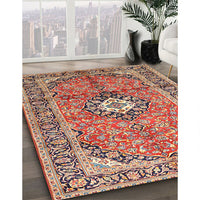 Traditional Brown Red Medallion Rug, tr1245