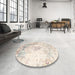 Round Machine Washable Traditional Tan Brown Rug in a Office, wshtr1248