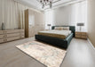 Machine Washable Traditional Tan Brown Rug in a Bedroom, wshtr1248