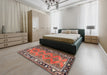 Traditional Orange Salmon Pink Persian Rug in a Bedroom, tr1251