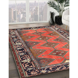 Machine Washable Traditional Orange Salmon Pink Rug in a Family Room, wshtr1251