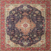 Square Traditional Camel Brown Medallion Rug, tr1252