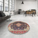 Round Machine Washable Traditional Camel Brown Rug in a Office, wshtr1252