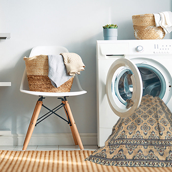 Machine Washable Traditional Brown Rug in a Washing Machine, wshtr1253
