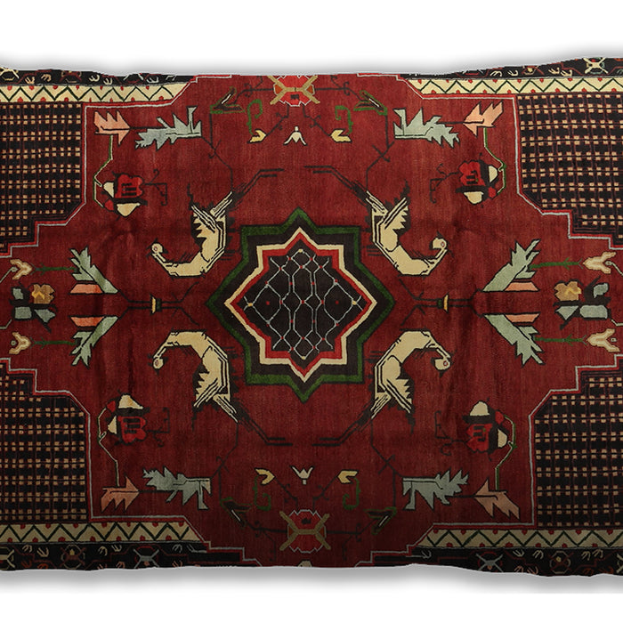 Traditional Classic Rectangular Red Brown Lumbar Throw Pillow, 13 inch by 19 inch, lbtr1254