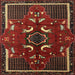 Round Machine Washable Traditional Red Brown Rug, wshtr1254