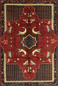 Machine Washable Traditional Red Brown Rug, wshtr1254