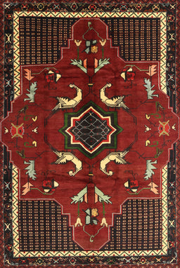 Machine Washable Traditional Red Brown Rug, wshtr1254